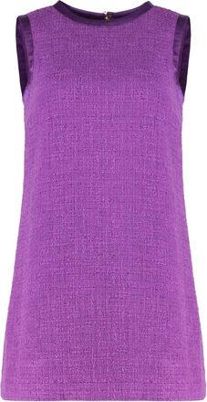 Dolce & Gabbana Rachel Tweed Dress - Dames - Korte kleedjes - Paars - XL - Tweed - Kleedjes