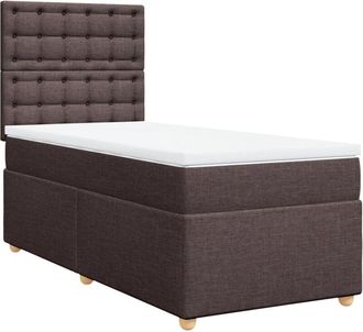 vidaXL Vidaxl - Cama Box Spring Con Colch&oacute;n Tela Marr&oacute;n Oscuro 80x200 Cm