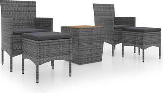 vidaXL Mesa Y Sillas Jard&iacute;n 5 Pzas Rat&aacute;n Sint&eacute;tico Madera Acacia Gris Vidaxl