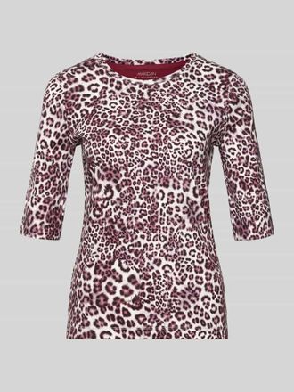 Marc Cain Slim Fit T-Shirt mit Allover-Animal-Print in Sand, Gr&ouml;&szlig;e 34