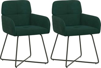 vidaXL Sillas De Comedor 2 Uds. Terciopelo Verde Oscuro Vidaxl