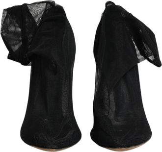 Dolce & Gabbana Black Nylon Stretch Mesh Sock Boots Womens Shoes (Pre-Owned)