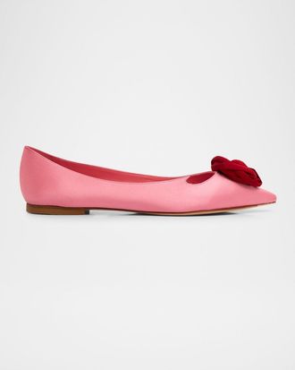 Roger Vivier Rose Vivier Satin Ballerina Flats