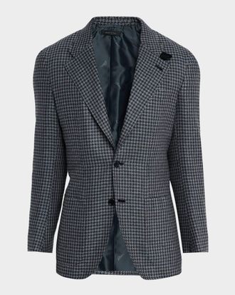 Brioni Men & apos;s Silk and Wool Mix Houndstooth Sport Coat