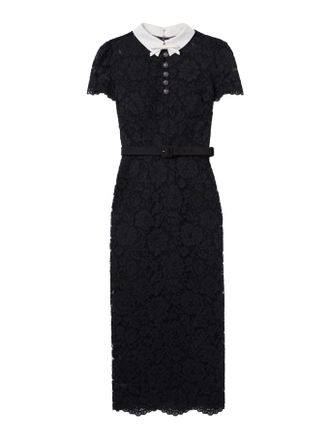 Self Portrait BLACK LACE MIDI DRESS WITH CONTRASTING COLLAR - Self-portrait - Woman