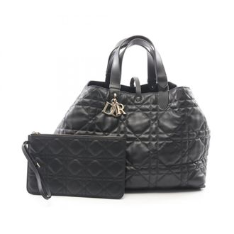 Dior Black Leather Handbag Pouch Tote Bag (Pre-Owned)
