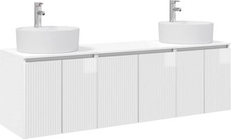 vidaXL Juego De Muebles De Ba&ntilde;o 3 Uds. Blanco Brillante Vidaxl