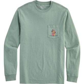 Vineyard Vines America Dog Graphic Long Sleeve Cotton T-Shirt in Dune Grass at Nordstrom, Size X-Large