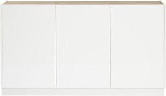 Miliboo Aparador 3 Puertas Lacado Blanco Brillo Y Dise&ntilde;o Madera Clara 155 Cm Nelio