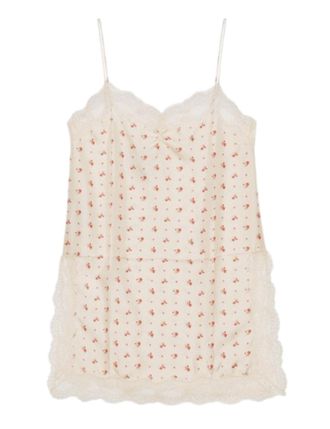 Gucci Rose Print Silk Lace Trimmed Cami Top Size S