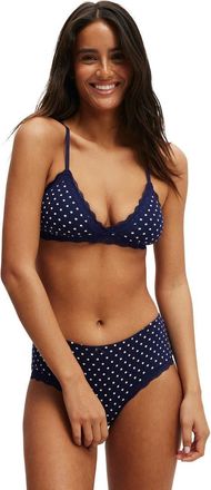 Cotton On Womens Organic Cotton Lace Triangle Padded Bralette in Stacy Polka Dot Navy at Nordstrom, Size Xx-Small
