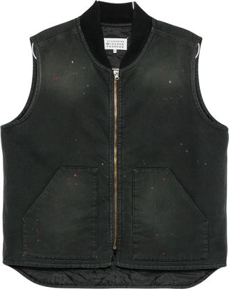 Maison Margiela Boxy Cropped Sleeveless Gilet with Ribbed Collar