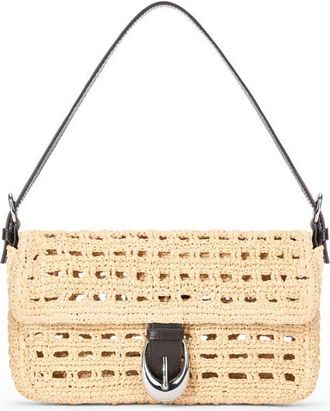 Staud Harlow Raffia Shoulder Bag in Raffia Crochet at Nordstrom