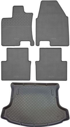 OEM Nissan Qashqai +2 Suv (5 Puertas) De 10/2008 A 01/2014 Set - Alfombrillas De Goma Para Coche + Alfombrilla Para Maletero