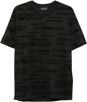 Emporio Armani Logo-print T-shirt met ronde hals - Heren - T-shirts - Zwart - M - Katoen - Tops