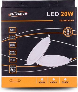 Trade Shop Trade Shop Traesio - Trade Shop - Pannello Led Slim 20w Incasso Rotondo Luce Bianco Caldo Freddo Naturale P225at