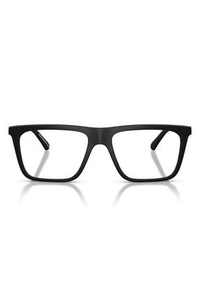 Emporio Armani 56mm Square Optical Glasses in Matte Black /Clear at Nordstrom