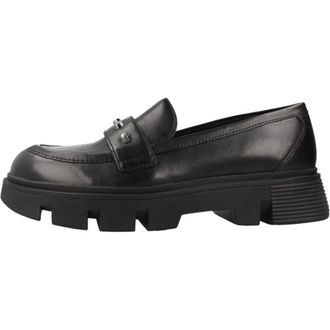 Geox Schoenen, Dames, Zwart, 38 EU, Leer, Vilde Platform Loafers