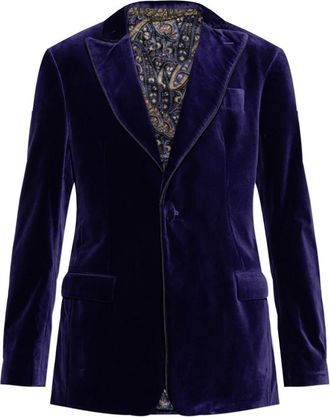 Etro Single-breasted Blazer met Contrasterende Voering - Heren - Blazers - Paars - L - Katoen - Jassen