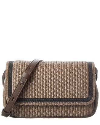 Brunello Cucinelli Straw & Leather Shoulder Bag