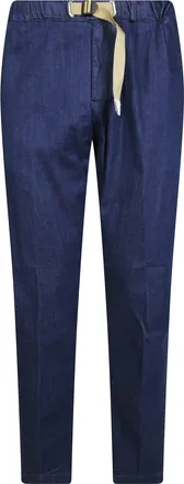 White Sand Deep Indigo Denim Tapered Jeans