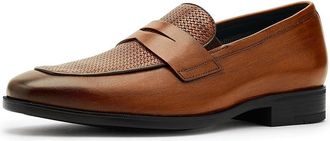 Johnston & Murphy Gibbons Embossed Penny Loafers Mens Shoes Mahogany Full Grain : 10.5 M (D), Leather