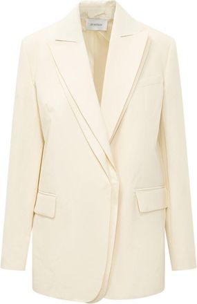 Sportmax Off White Solid Notched Lapel Blazer