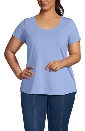 Lands End Plus Size Short Sleeve Lightweight Jersey Scoop Neck T-shirt in Light Sea Blue at Nordstrom, Size 1X