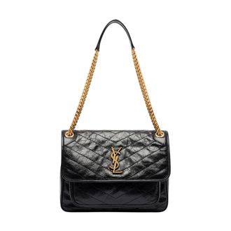 Saint Laurent Tassen, Dames, Zwart, ONE Size, Leer, Nki Media Schoudertas