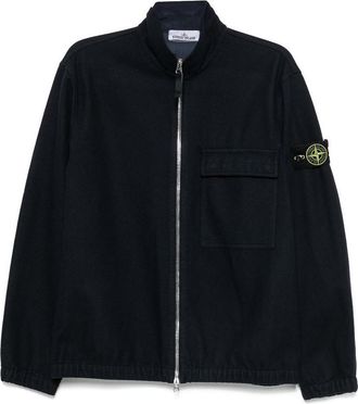 Stone Island Black Jacket With Zip And Chest Pocket