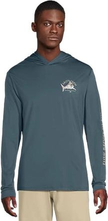 Salty Crew Mens Salty Crew Lurking T-Shirt Blue Fin Cotton Hooded Long Sleeve GBO1044