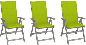 vidaXL Sillas Reclinables Jard&iacute;n Y Cojines 3 Uds Madera Maciza Acacia Vidaxl