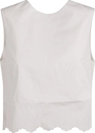 Patou Geborduurde Crop Top in Wit - Dames - Tops zonder mouwen - Wit - S - Tops