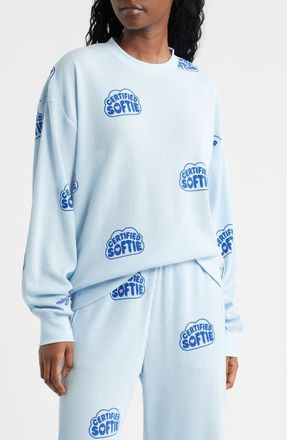 The Mayfair Group Certified Softie Waffle Knit Fleece Graphic Sweatshirt in Blue at Nordstrom, Size Xx-Large