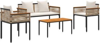 vidaXL Juego De Muebles De Exterior Beige Y Crema Rat&aacute;n Sint&eacute;tico Vidaxl