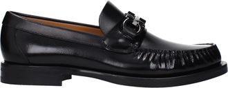 Ferragamo Hombres Mocasines Fort Piel Negro
