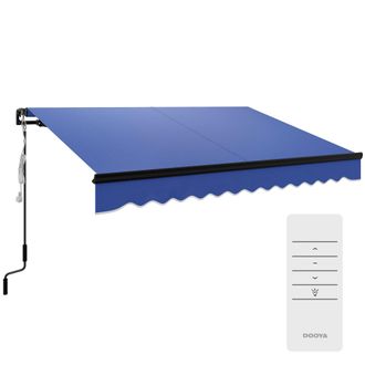 OUTSUNNY 3 X 2.5m Electric Awning With LED Light And Remote Controller - Blue | TJ Hughes