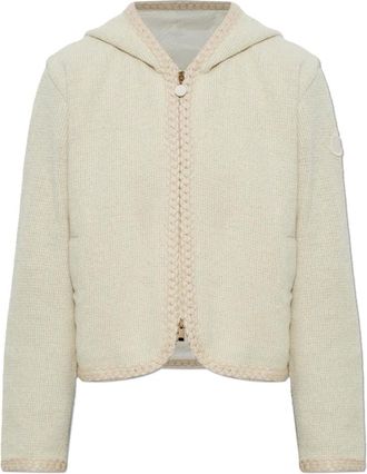 Moncler Sudadera con capucha de punto gofrado con cremallera - Knitwear - Mujer - Beige - XS
