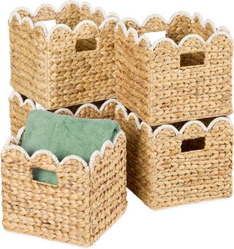 Best Choice Products Scalloped 12 x 12in Hyacinth Storage Basket Set of 5