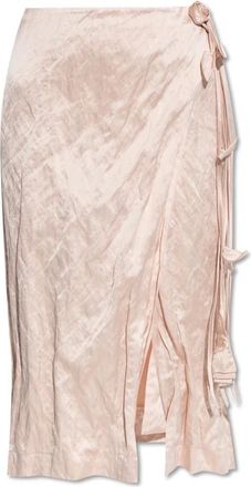 Blumarine Midi Skirts, female, Pink, Size: XS Satin Skirt with Crinkle Effect