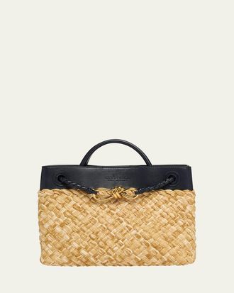 Bottega Veneta Andiamo Small Raffia Crossbody Bag