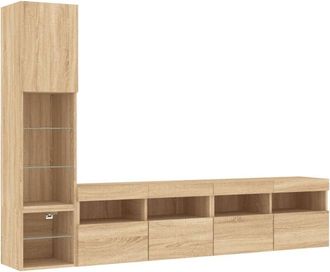 vidaXL Vidaxl - 4 Piece tv Wall Units with led Sonoma Oak Engineered Wood