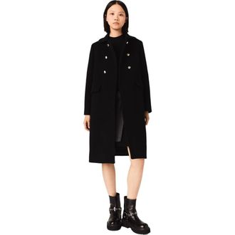 Maje Long wool blend coat in Black at Nordstrom, Size 36 Eu