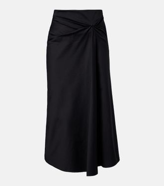 Max Mara Paggi gathered cotton-blend midi skirt