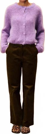 FRNCH Jonquille Corduroy Straight Pants In Dark Khaki