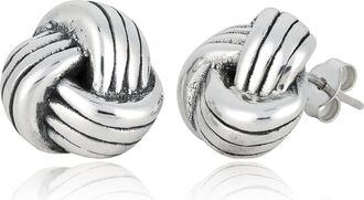 MAX + STONE 925 Sterling Silver Oxidized Love Knot Stud Earrings