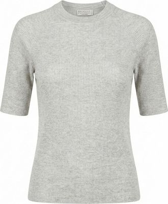 Brunello Cucinelli Sparkling Cashmere Lightweight Rib Knit Sweater