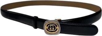 Gucci Pre-owned GG Logo Gesp Band - Dames - Vintage Accessoires - Zwart - ONE Size - Leer - Vintage