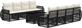 vidaXL Conjunto De Sof&aacute;s De Jard&iacute;n 9 Uds. Negro Y Blanco Crema Vidaxl