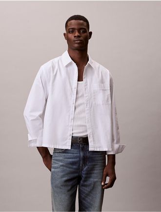 Calvin Klein Jeans Calvin Klein Mens Cropped Relaxed Button-Down Shirt - White - XL